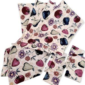 Napkins Placemat Matching Table Runner Set for 4 Flower Fruit Veggie Des…